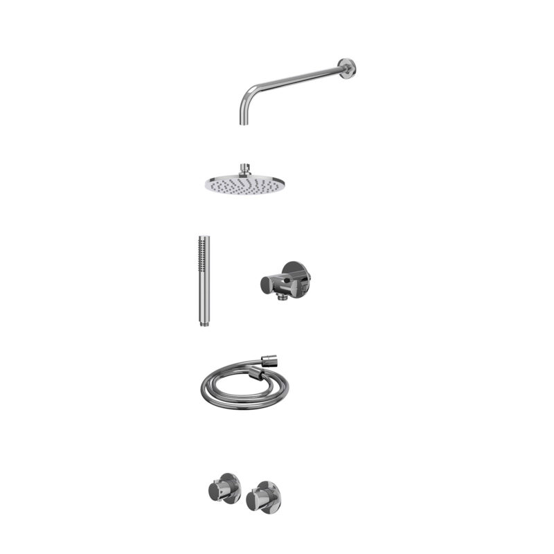 Winkelwagen 11 Excl. inbouwbox regendoucheset inbouwthermostaatkraan met 2-weg stop-omstel symmetry, 40cm wandarm, R20cmME, verstelbare steun met geïnt. uitlaat, doucheslang 150cm en staafmodel