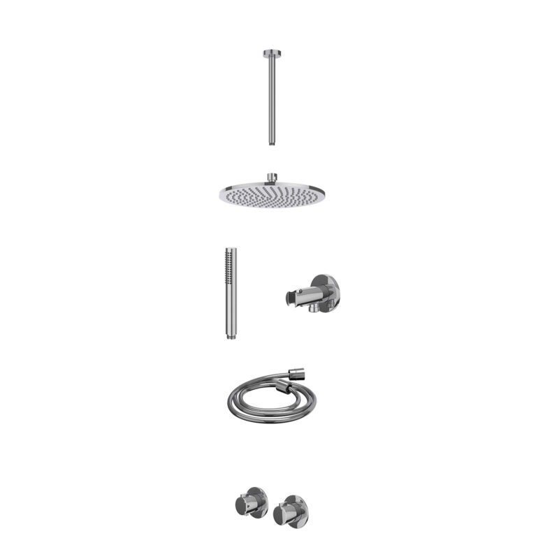 Excl. inbouwbox regendoucheset inbouwthermostaatkraan met 2-weg stop-omstel symmetry, 30cm plafondbuis, R25cmME, houder met u