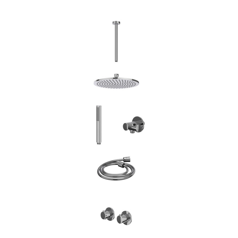 Excl. inbouwbox regendoucheset inbouwthermostaatkraan met 2-weg stop-omstel symmetry, 30cm plafondbuis, R25cmME, verstelbare 