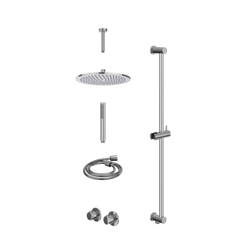 Winkelwagen 43 Excl. inbouwbox regendoucheset inbouwthermostaatkraan met 2-weg stop-omstel symmetry, 15cm plafondbuis, R30cmME, glijstang me