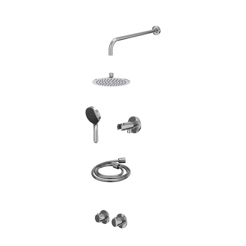 Excl. inbouwbox regendoucheset inbouwthermostaatkraan met 2-weg stop-omstel symmetry, 40cm wandarm, R20cmSL, houder met uitla