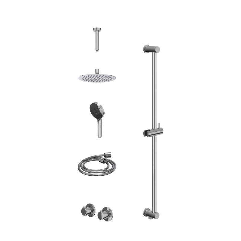 Winkelwagen 31 Excl. inbouwbox regendoucheset inbouwthermostaatkraan met 2-weg stop-omstel symmetry, 15cm plafondbuis, R20cmSL, glijstang met uitlaat, doucheslang 150cm en 3-standen handdouche