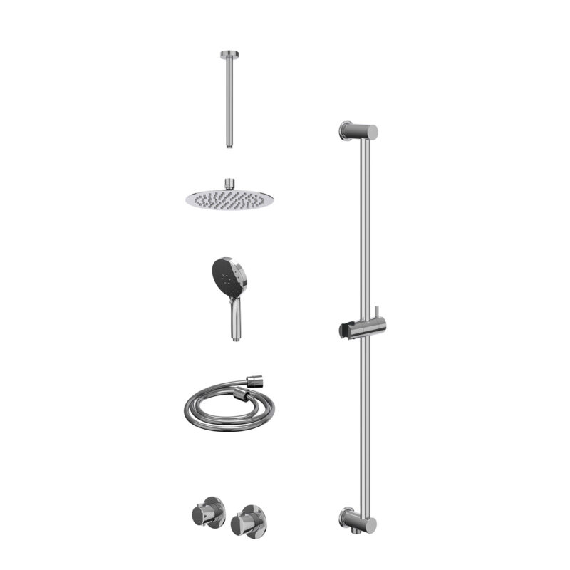 Winkelwagen 45 Excl. inbouwbox regendoucheset inbouwthermostaatkraan met 2-weg stop-omstel symmetry, 30cm plafondbuis, R20cmSL, glijstang me