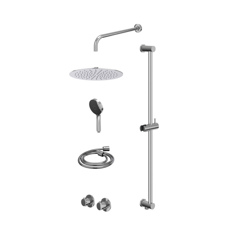 Winkelwagen 13 Excl. inbouwbox regendoucheset inbouwthermostaatkraan met 2-weg stop-omstel symmetry, 40cm wandarm, R30cmSL, glijstang met ui
