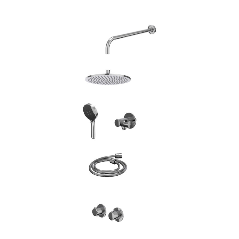 Winkelwagen 19 Excl. inbouwbox regendoucheset inbouwthermostaatkraan met 2-weg stop-omstel symmetry, 40cm wandarm, R25cmME, verstelbare steu