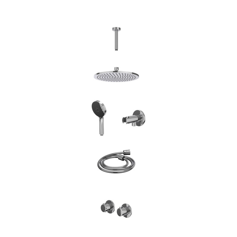 Winkelwagen 9 Excl. inbouwbox regendoucheset inbouwthermostaatkraan met 2-weg stop-omstel symmetry, 15cm plafondbuis, R25cmME, houder met u