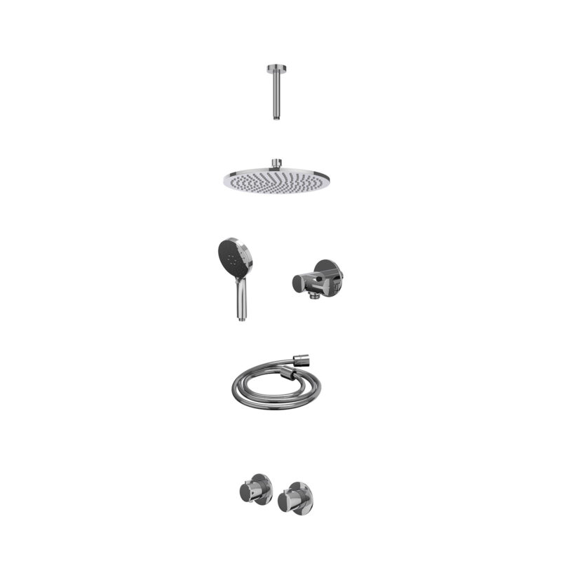 Winkelwagen 2 Excl. inbouwbox regendoucheset inbouwthermostaatkraan met 2-weg stop-omstel symmetry, 15cm plafondbuis, R25cmME, verstelbare
