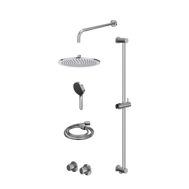 Excl. inbouwbox regendoucheset inbouwthermostaatkraan met 2-weg stop-omstel symmetry, 40cm wandarm, R30cmME, glijstang met ui