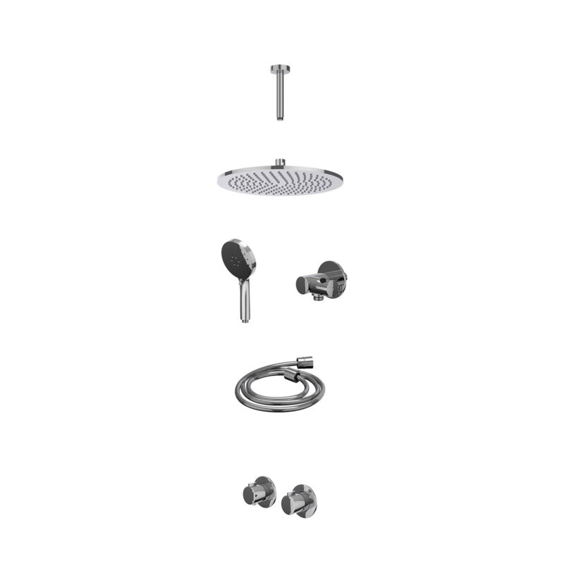 Excl. inbouwbox regendoucheset inbouwthermostaatkraan met 2-weg stop-omstel symmetry, 15cm plafondbuis, R30cmME, verstelbare 