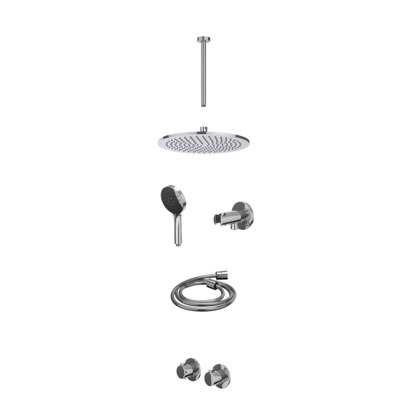 Excl. inbouwbox regendoucheset inbouwthermostaatkraan met 2-weg stop-omstel symmetry, 30cm plafondbuis, R30cmME, houder met u