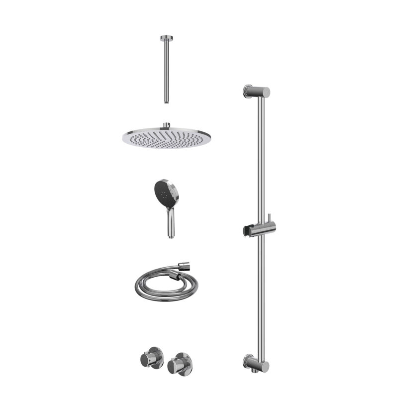 Winkelwagen 18 Excl. inbouwbox regendoucheset inbouwthermostaatkraan met 2-weg stop-omstel symmetry, 30cm plafondbuis, R30cmME, glijstang me
