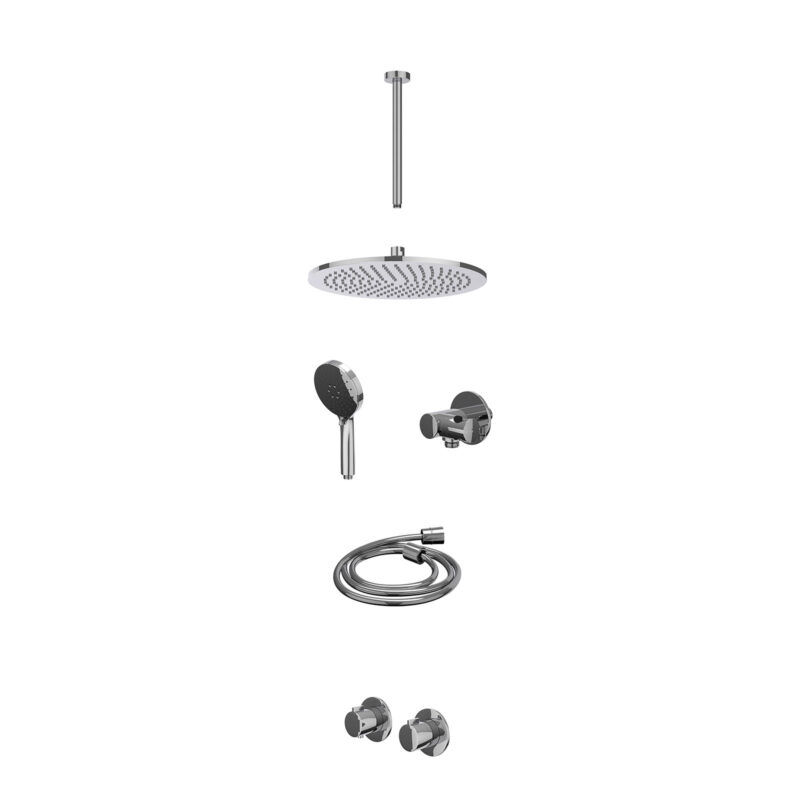 Excl. inbouwbox regendoucheset inbouwthermostaatkraan met 2-weg stop-omstel symmetry, 30cm plafondbuis, R30cmME, verstelbare 