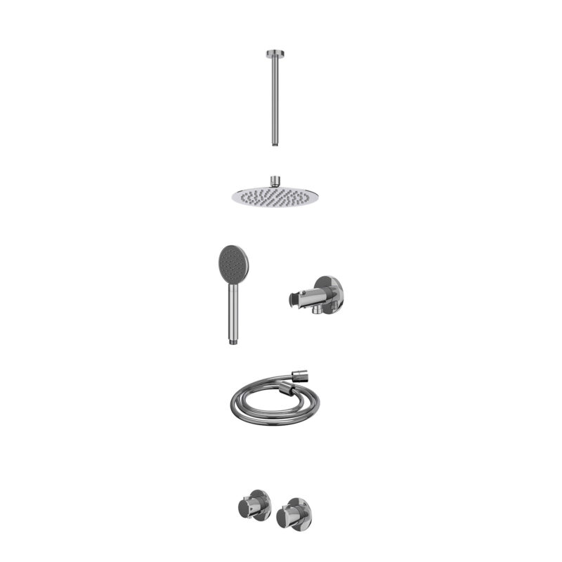 Excl. inbouwbox regendoucheset inbouwthermostaatkraan met 2-weg stop-omstel symmetry, 30cm plafondbuis, R20cmSL, houder met u