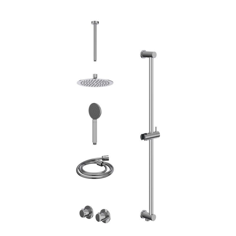 Excl. inbouwbox regendoucheset inbouwthermostaatkraan met 2-weg stop-omstel symmetry, 30cm plafondbuis, R20cmSL, glijstang me