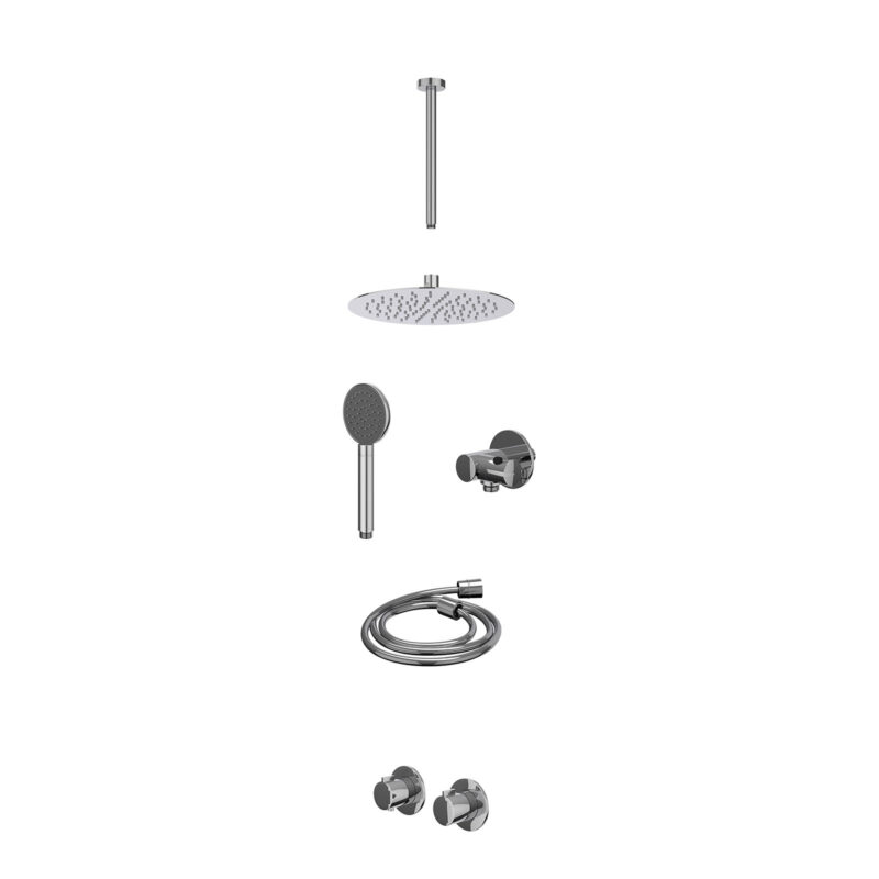 Excl. inbouwbox regendoucheset inbouwthermostaatkraan met 2-weg stop-omstel symmetry, 30cm plafondbuis, R25cmSL, verstelbare 