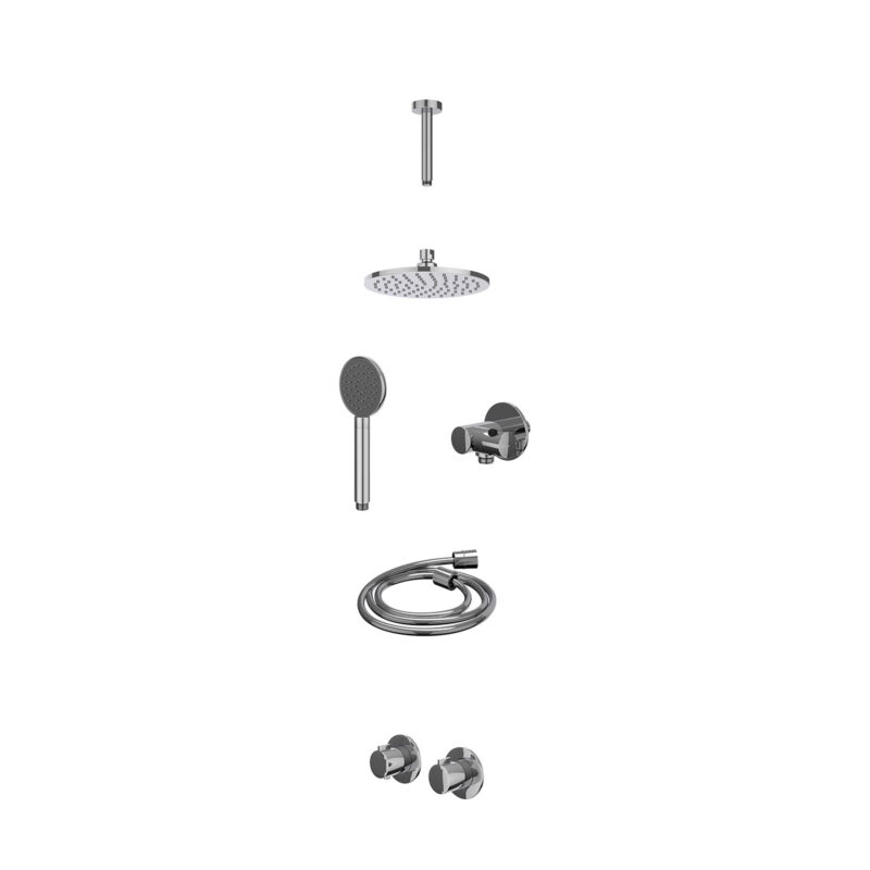 Excl. inbouwbox regendoucheset inbouwthermostaatkraan met 2-weg stop-omstel symmetry, 15cm plafondbuis, R20cmME, verstelbare 