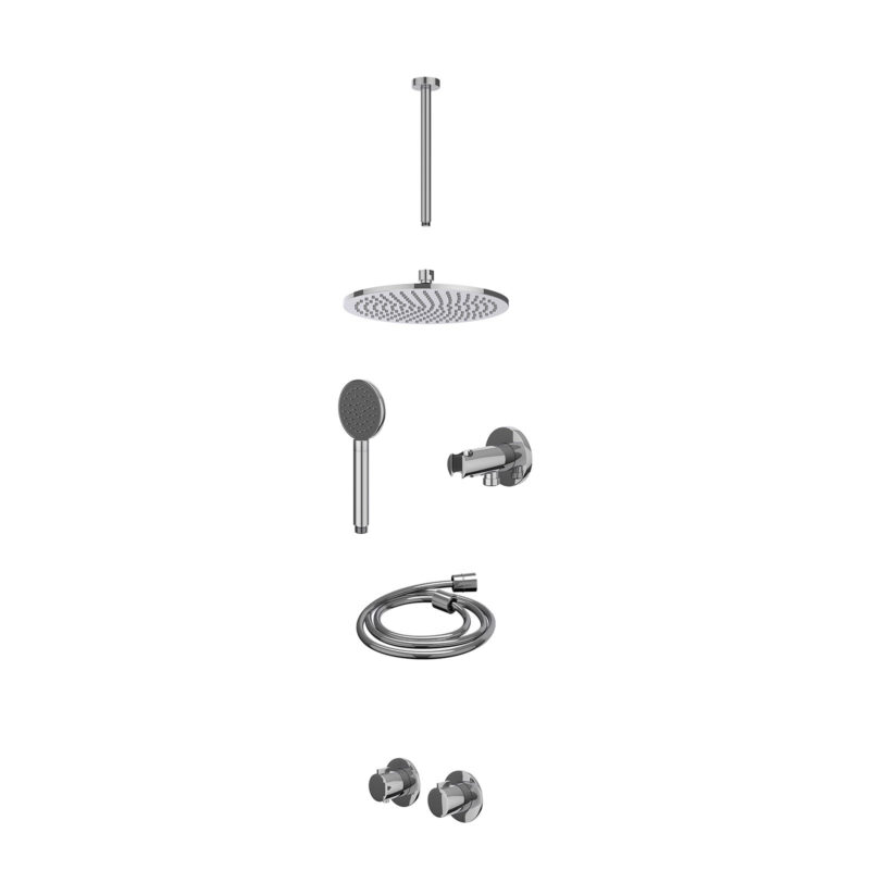 Excl. inbouwbox regendoucheset inbouwthermostaatkraan met 2-weg stop-omstel symmetry, 30cm plafondbuis, R25cmME, houder met u
