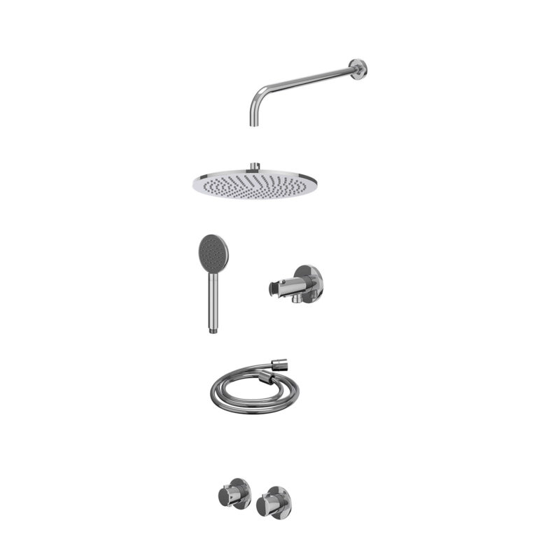 Excl. inbouwbox regendoucheset inbouwthermostaatkraan met 2-weg stop-omstel symmetry, 40cm wandarm, R30cmME, houder met uitla