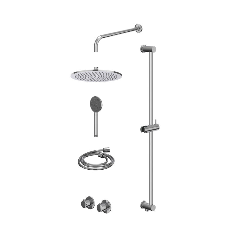 Excl. inbouwbox regendoucheset inbouwthermostaatkraan met 2-weg stop-omstel symmetry, 40cm wandarm, R30cmME, glijstang met ui