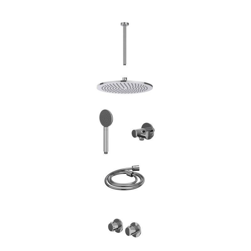 Excl. inbouwbox regendoucheset inbouwthermostaatkraan met 2-weg stop-omstel symmetry, 30cm plafondbuis, R30cmME, verstelbare 