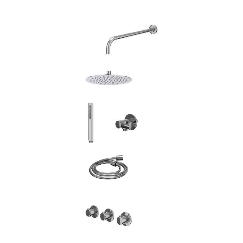 Winkelwagen 28 Excl. inbouwbox regendoucheset inbouwthermostaatkraan met 2 vaste stopkranen symmetry, wandarm, R25cmSL, verstelbare steun me