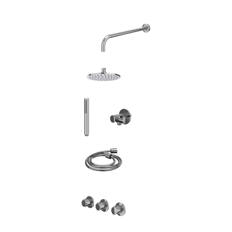 Excl. inbouwbox regendoucheset inbouwthermostaatkraan met 2 vaste stopkranen symmetry, wandarm, R20cmME, verstelbare steun me