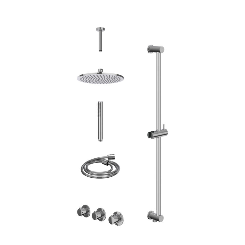 Winkelwagen 22 Excl. inbouwbox regendoucheset inbouwthermostaatkraan met 2 vaste stopkranen symmetry, plafondbuis 15cm, R25cmME, glijstang m