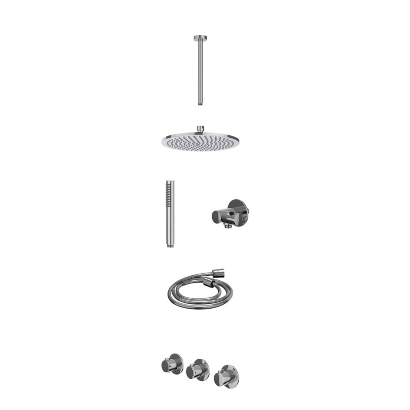 Winkelwagen 13 Excl. inbouwbox regendoucheset inbouwthermostaatkraan met 2 vaste stopkranen symmetry, plafondbuis 30cm, R25cmME, verstelbare
