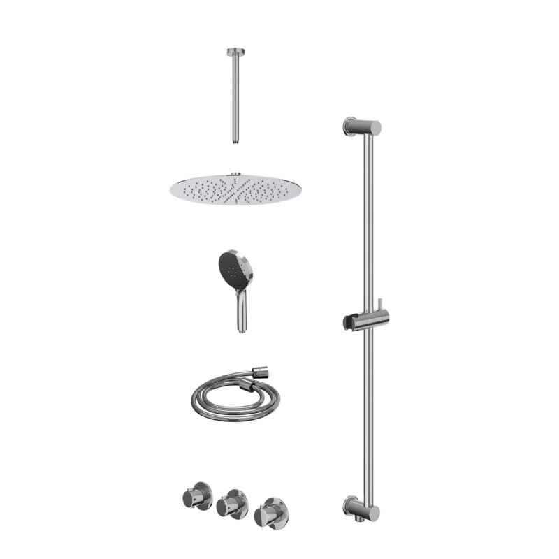 Winkelwagen 7 Excl. inbouwbox regendoucheset inbouwthermostaatkraan met 2 vaste stopkranen symmetry, plafondbuis 30cm, R30cmSL, glijstang m