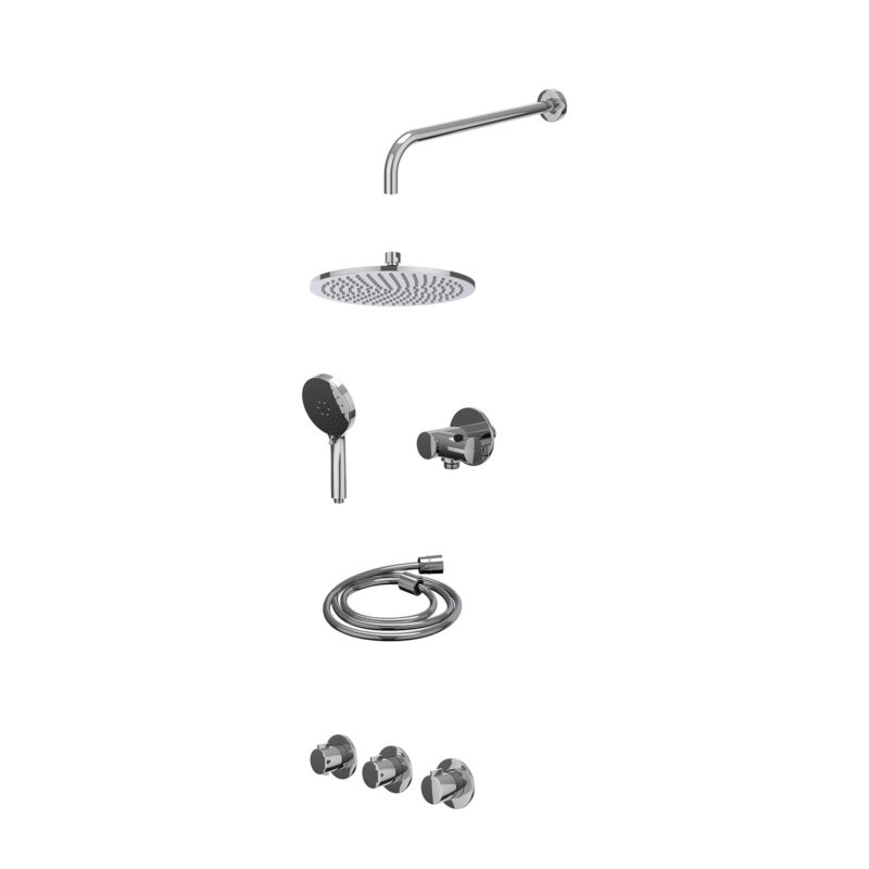 Excl. inbouwbox regendoucheset inbouwthermostaatkraan met 2 vaste stopkranen symmetry, wandarm, R25cmME, verstelbare steun me