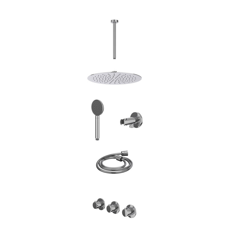 Winkelwagen 49 Excl. inbouwbox regendoucheset inbouwthermostaatkraan met 2 vaste stopkranen symmetry, plafondbuis 30cm, R30cmSL, houder met