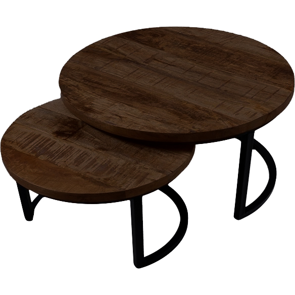 Salontafel Bart - Set van 2 - Espresso Mangohout | BlokWoonWereld