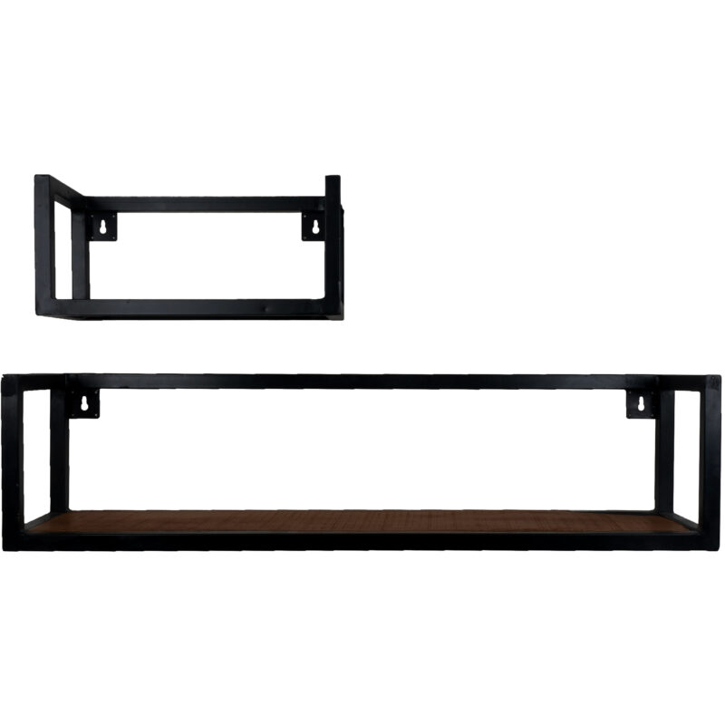 Wandplank Vintage Espresso Mangohout - Set van 2 Klein | BlokWoonWereld