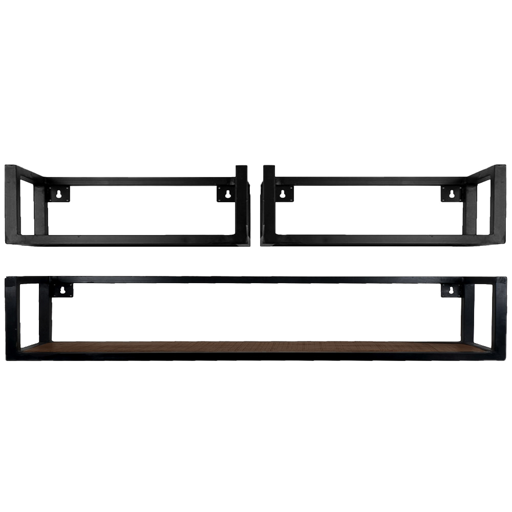 Wandplank Vintage Espresso Mangohout - Set van 3 Groot 1 Wandplank Vintage Espresso Mangohout - Set van 3 Groot | BlokWoonWereld