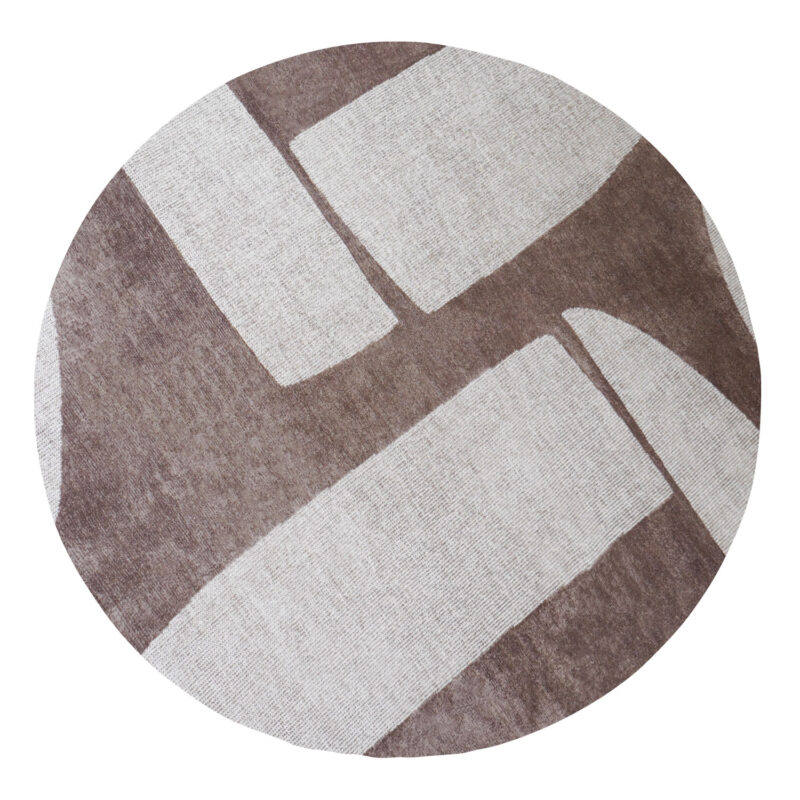 Vloerkleed Ziba Taupe/Creme - Rond ø200 cm | BlokWoonWereld